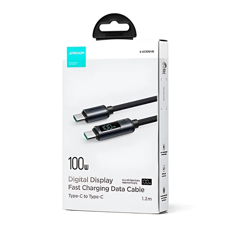 Joyroom Cabo Prism Series 100 W USB‑C para USB‑C 1,2 m com ecrã LED (Preto) - Item1